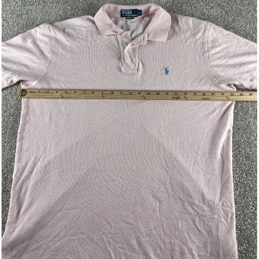 Polo Ralph Lauren Solid Pink Polo Shirt Mens L Blue Pony Cotton Preppy Classic